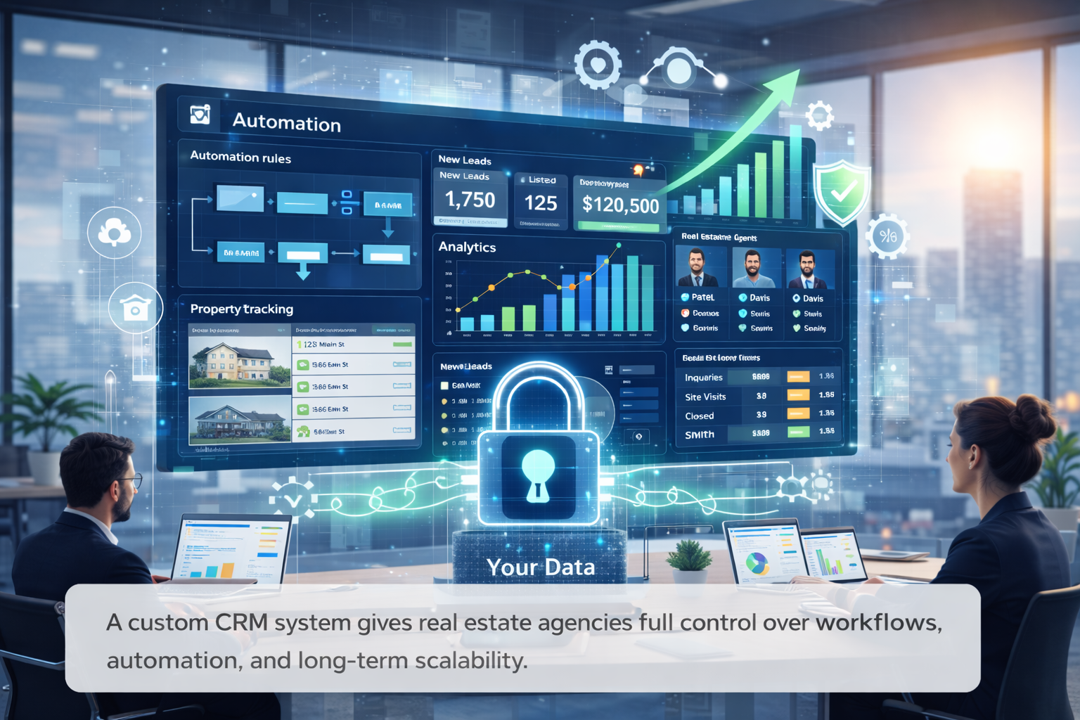 Custom-built real estate CRM system with automation, property tracking, and secure data control