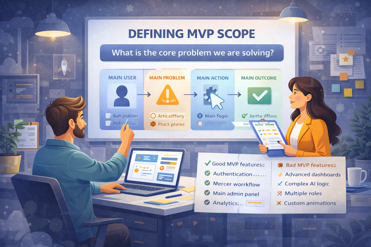 Defining MVP scope by focusing on core features and user needs