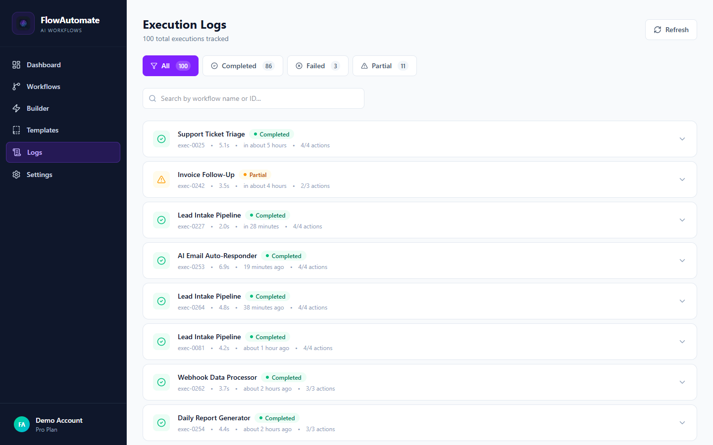 Real-time AI Execution Logs
