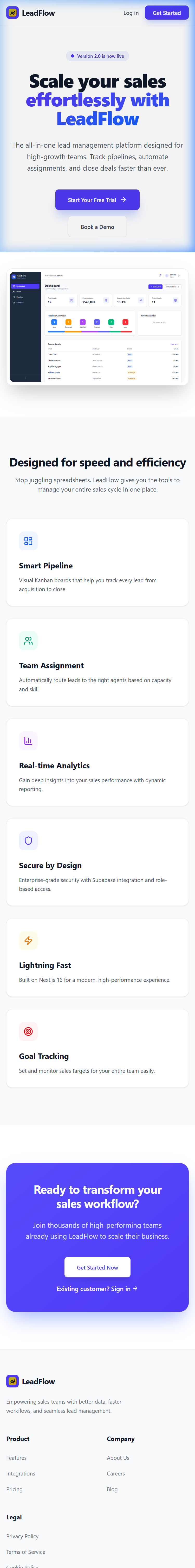 LeadFlow CRM - Responsive Landing Page (Mobile)