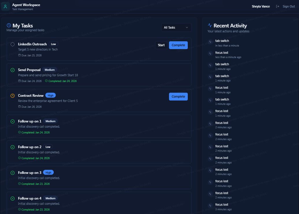 Agent task management interface with follow-up priorities